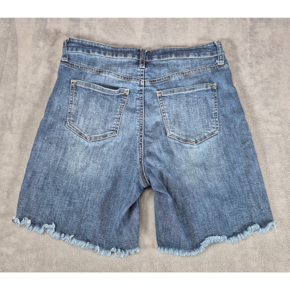 Celebrity Pink Womens Blue Denim Shorts Size 9 Distressed Casual - Picture 2 of 7